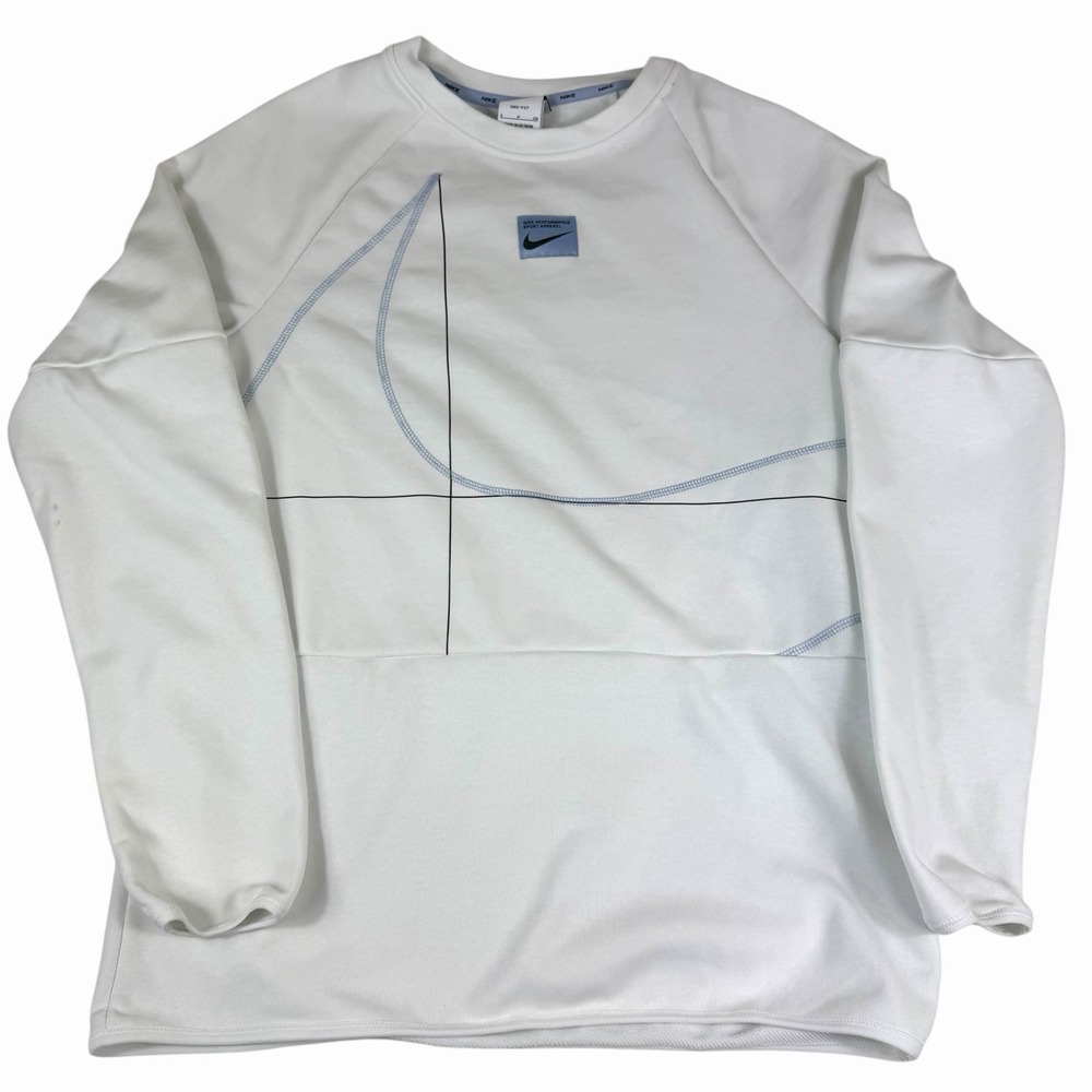 Nike Dri-FIT Long-Sleeve Fleece Fitness Top Shirt White DQ6622-121 Men's Size Sm